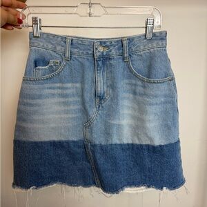 Two-Tone Blue Denim Mini Skirt - Unbranded